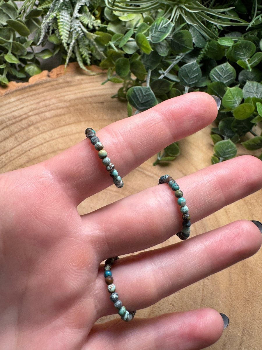 Turquoise Butterfly Beaded Stretch Ring | Copper Ashes