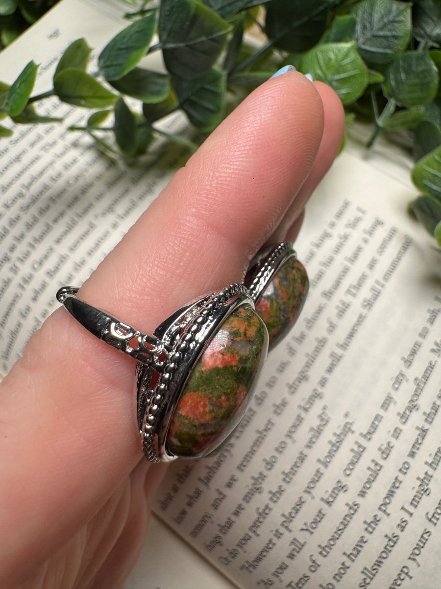 Unakite Jasper Adjustable Ring | Copper Ashes