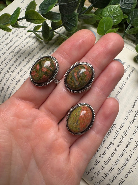 Unakite Jasper Adjustable Ring | Copper Ashes
