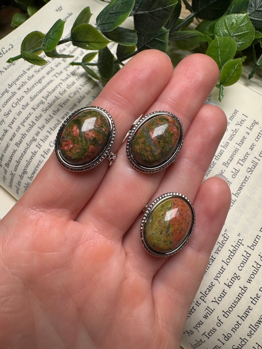 Unakite Jasper Adjustable Ring | Copper Ashes