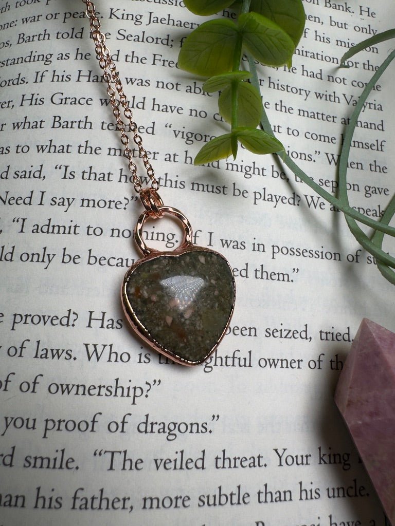 Unakite Jasper Heart Necklace | Copper Ashes