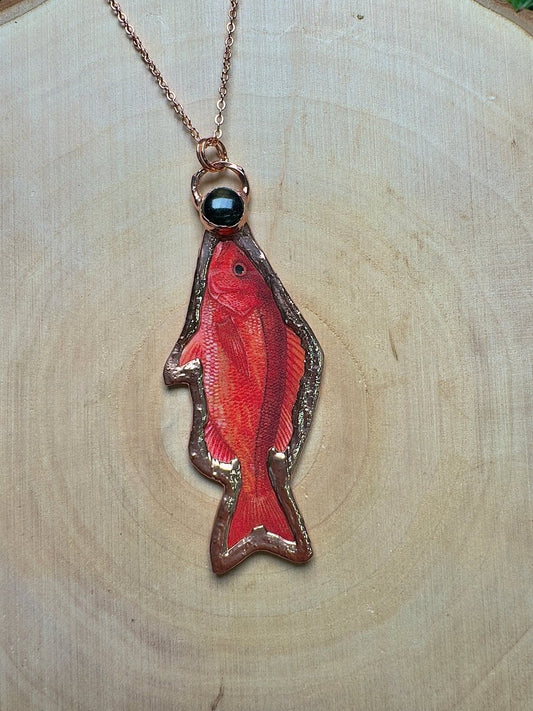 Vermilion Snapper and Obsidian Necklace | Copper Ashes