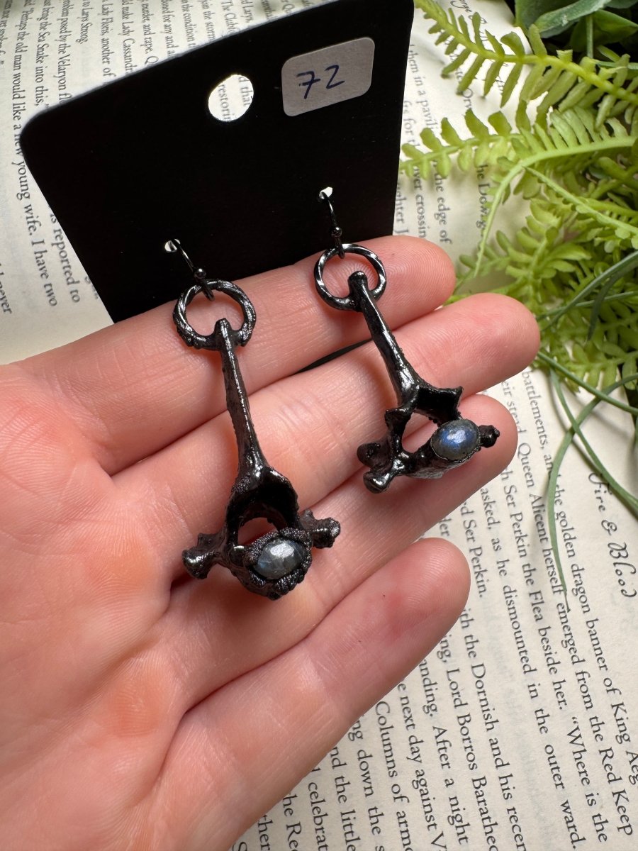 Vertebrae and Labradorite Earrings | Copper Ashes
