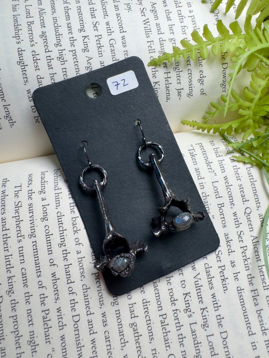 Vertebrae and Labradorite Earrings | Copper Ashes