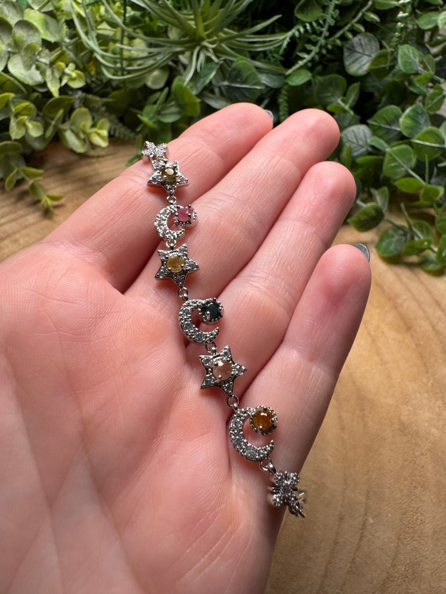Watermelon Tourmaline Celestial Bracelet | Copper Ashes