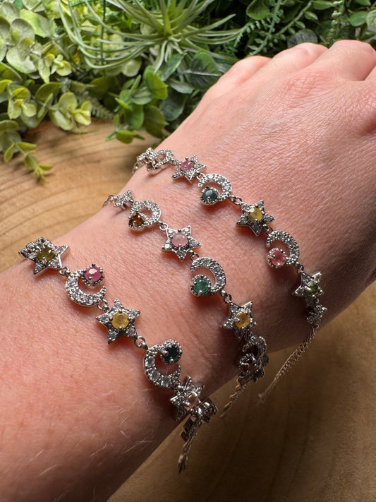 Watermelon Tourmaline Celestial Bracelet | Copper Ashes