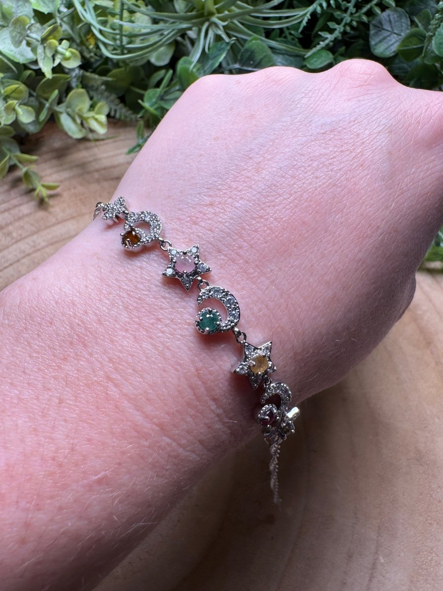 Watermelon Tourmaline Celestial Bracelet | Copper Ashes
