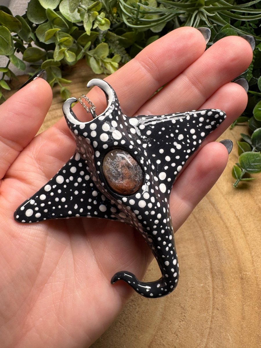 Whimsical Crystal Manta Ray Necklace | Copper Ashes