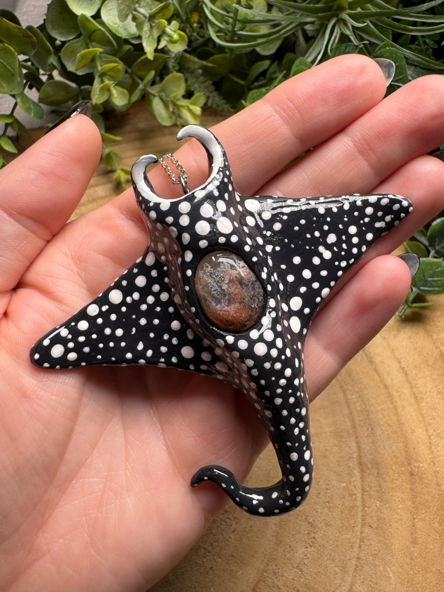 Whimsical Crystal Manta Ray Necklace | Copper Ashes