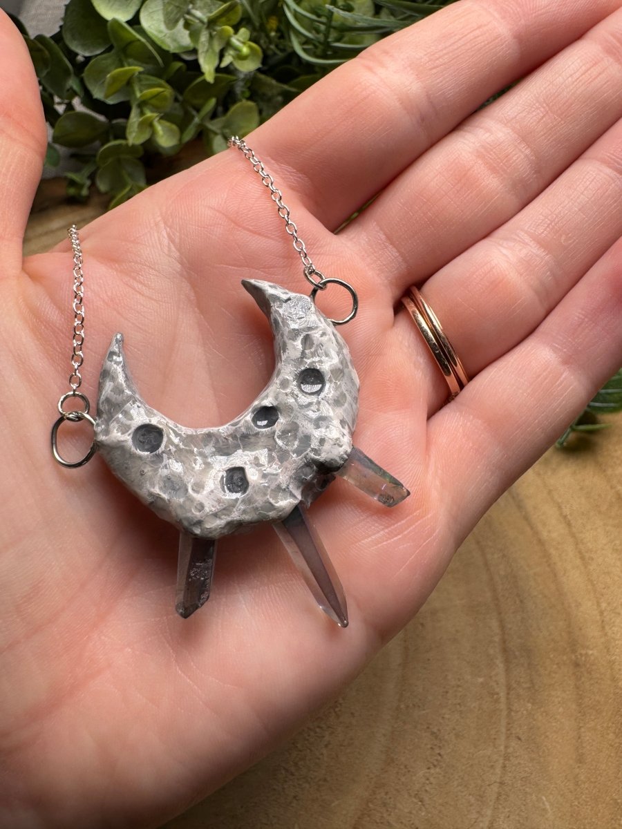Whimsical Crystal Moon Necklace | Copper Ashes