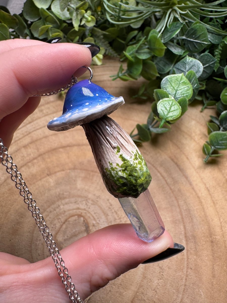 Whimsical Crystal Mushroom Necklace | Copper Ashes