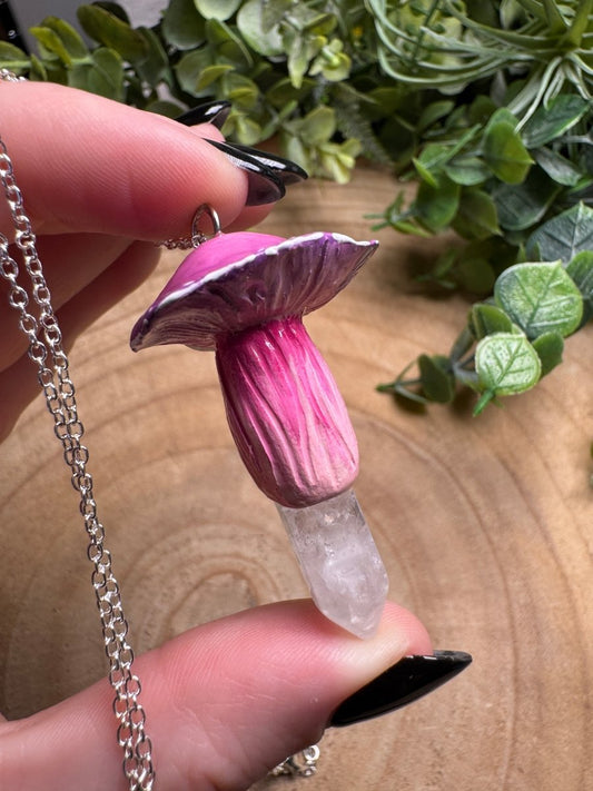 Whimsical Crystal Mushroom Necklace | Copper Ashes