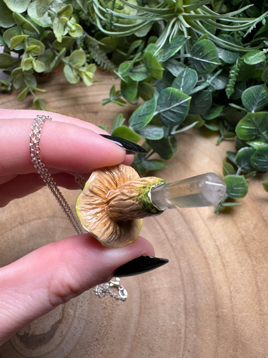 Whimsical Crystal Mushroom Necklace | Copper Ashes