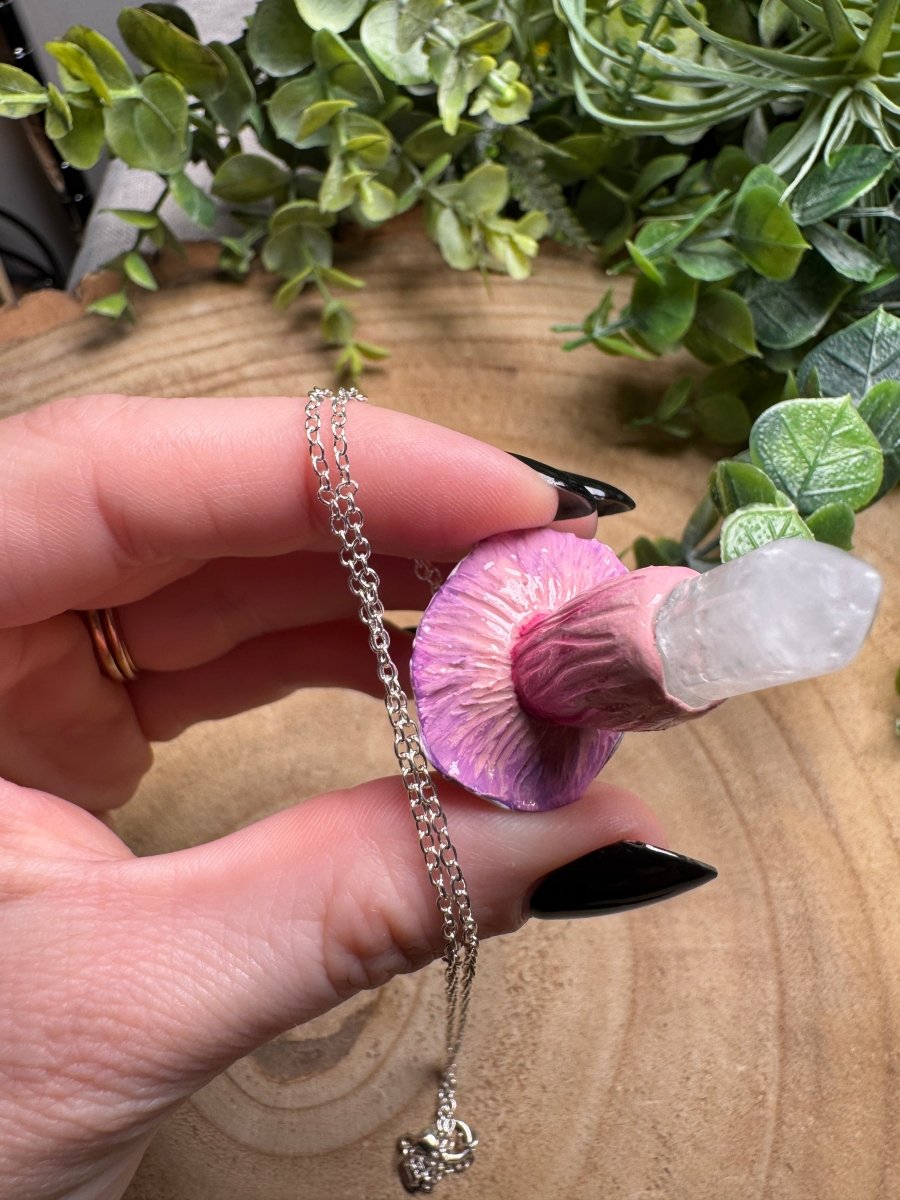 Whimsical Crystal Mushroom Necklace | Copper Ashes