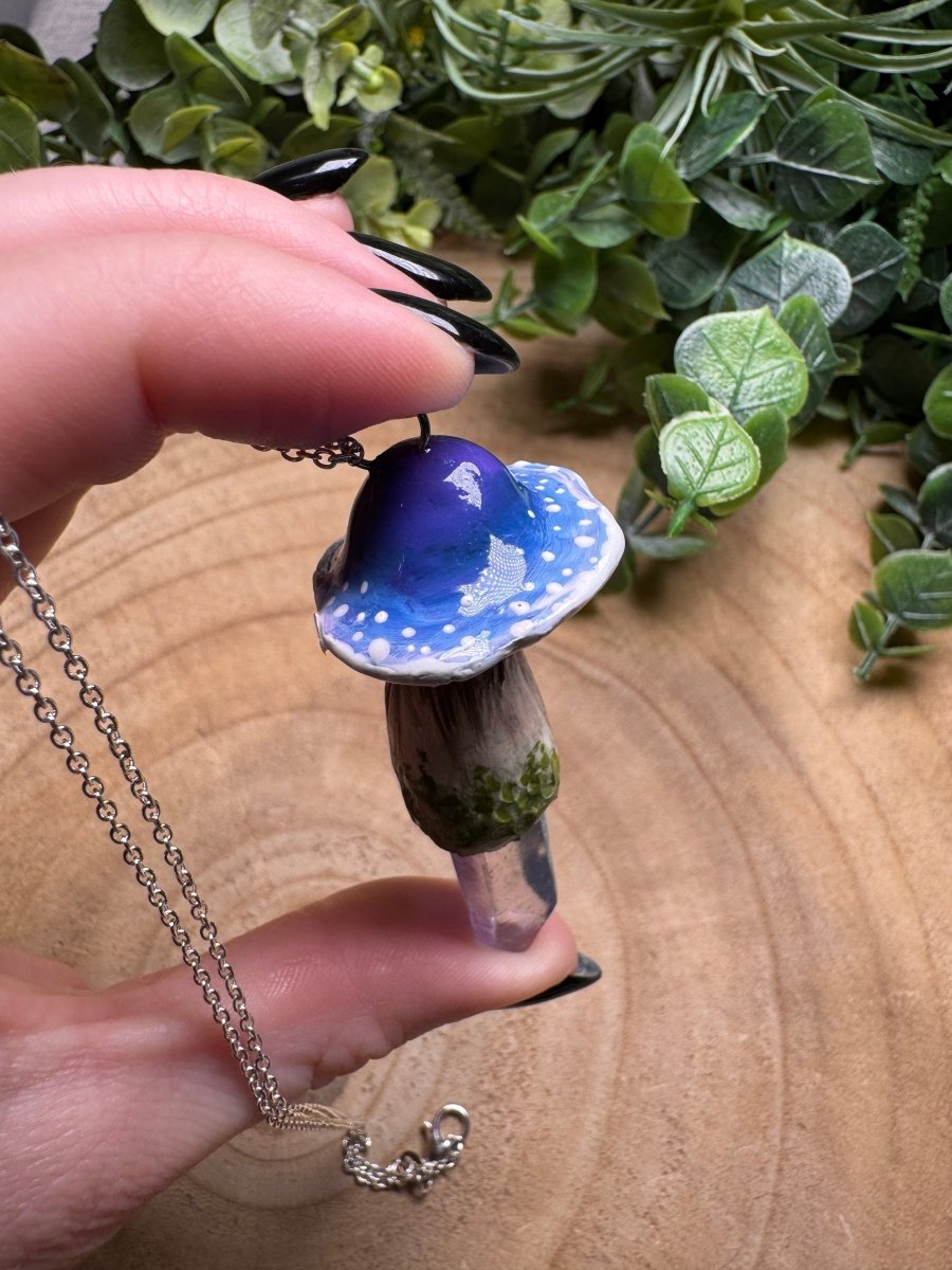 Whimsical Crystal Mushroom Necklace | Copper Ashes
