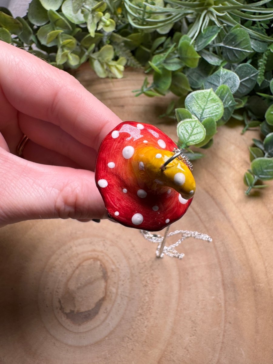 Whimsical Crystal Mushroom Necklace | Copper Ashes