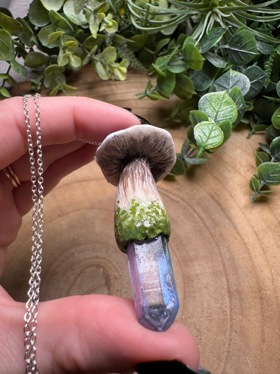 Whimsical Crystal Mushroom Necklace | Copper Ashes