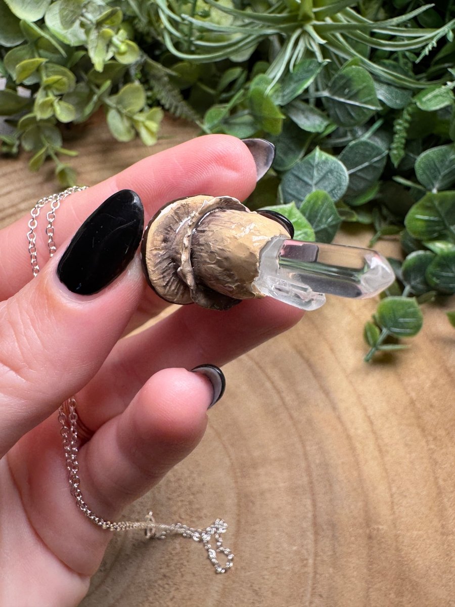 Whimsical Crystal Mushroom Necklace | Copper Ashes
