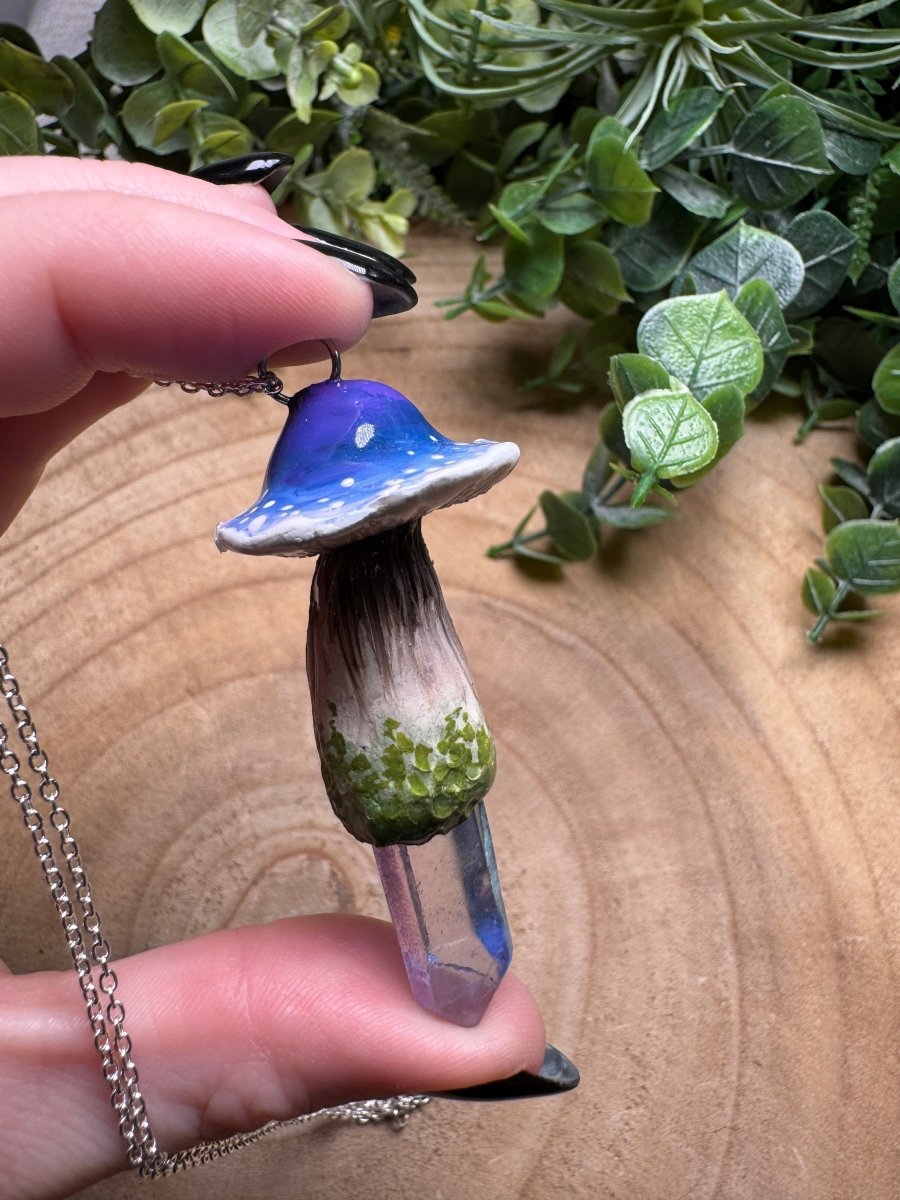Whimsical Crystal Mushroom Necklace | Copper Ashes