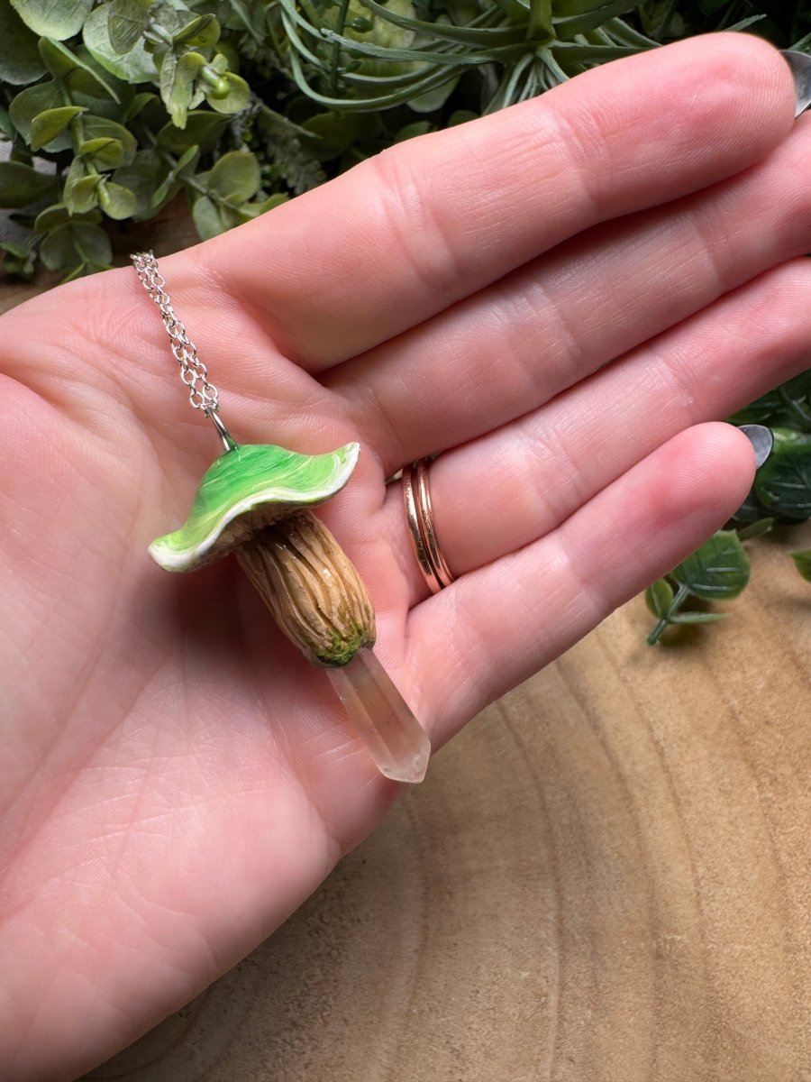 Whimsical Crystal Mushroom Necklace | Copper Ashes