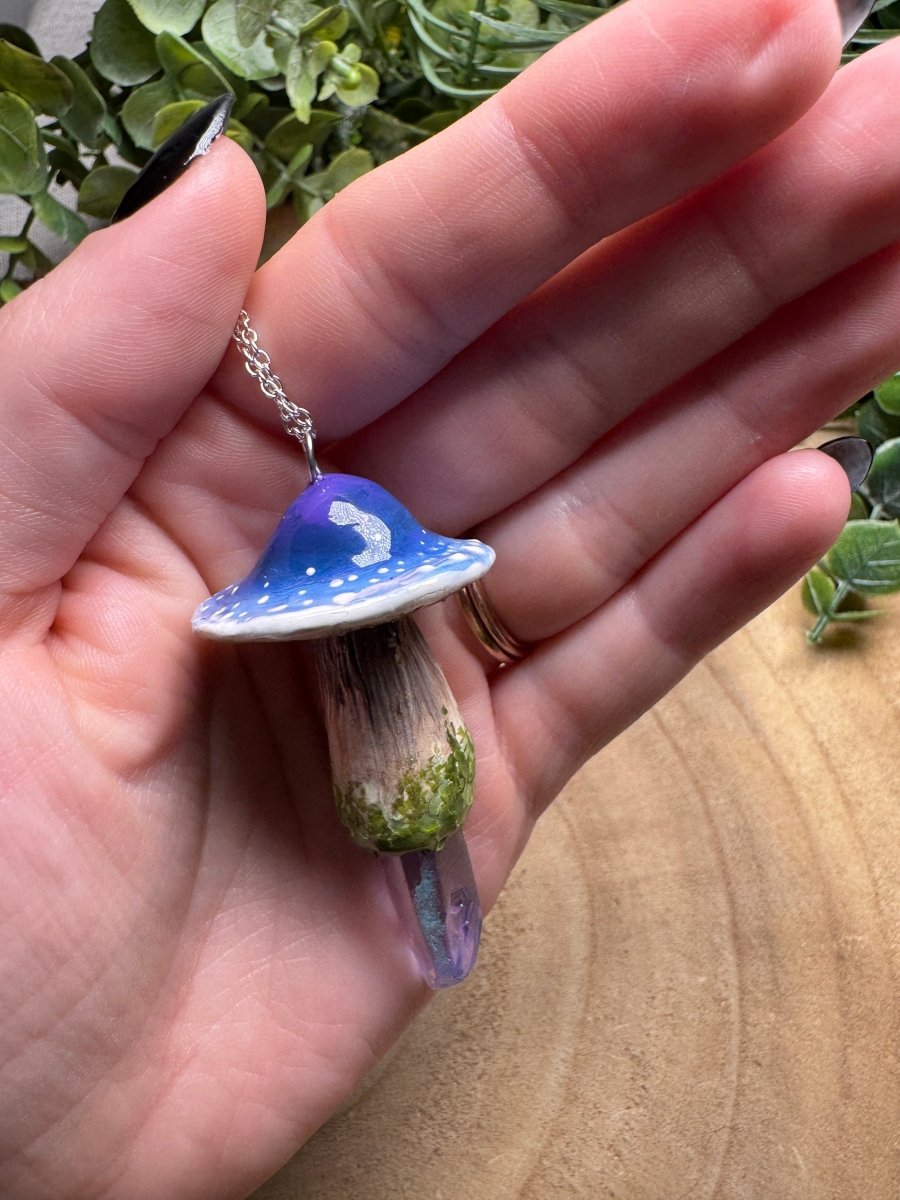 Whimsical Crystal Mushroom Necklace | Copper Ashes