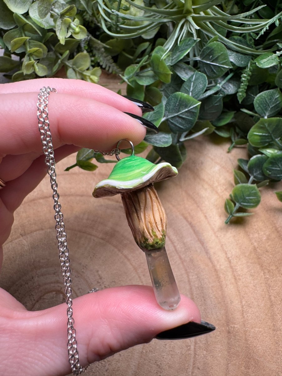 Whimsical Crystal Mushroom Necklace | Copper Ashes