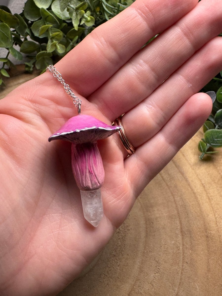 Whimsical Crystal Mushroom Necklace | Copper Ashes