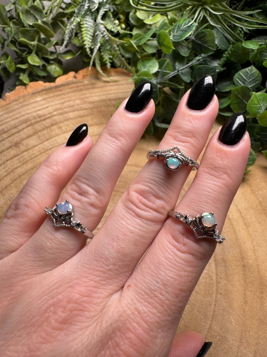 White Moonstone Snake Ring Adjustable | Copper Ashes