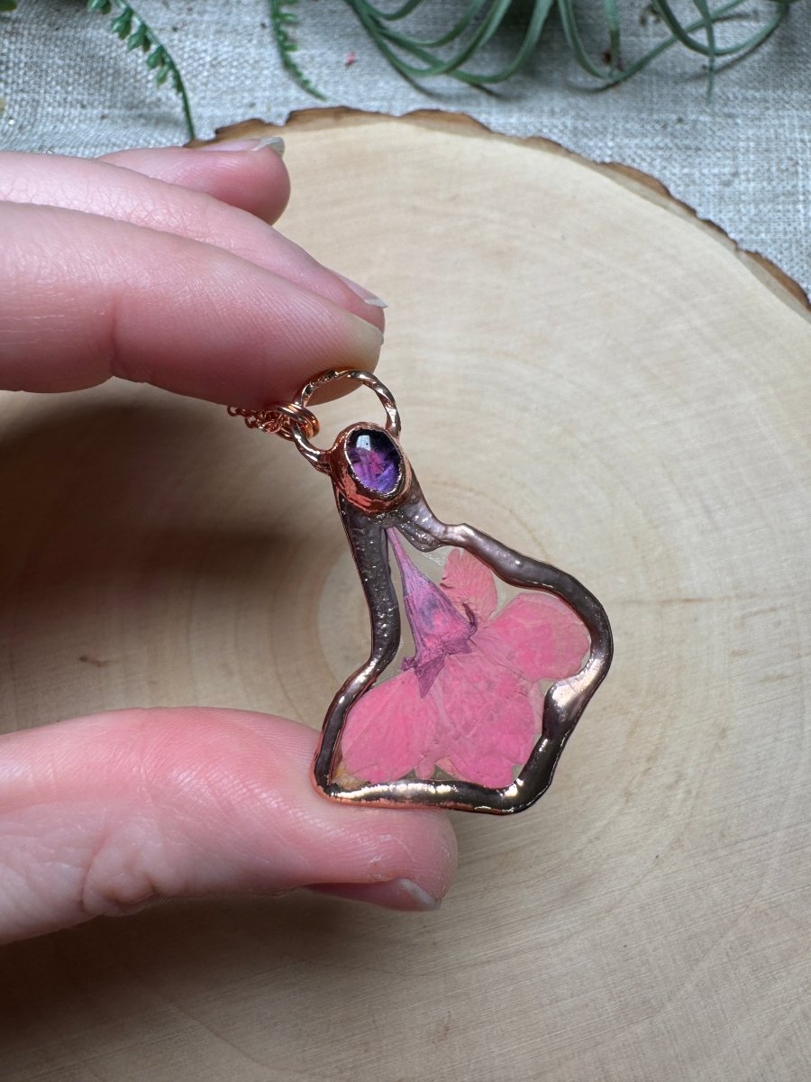 Willowyn - Amethyst and Flower Necklace | Copper Ashes