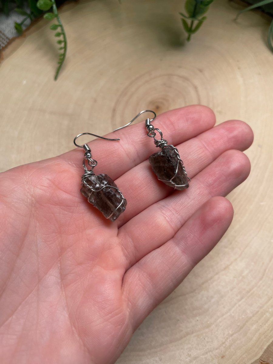 Wire Wrapped Crystal Earrings | Copper Ashes