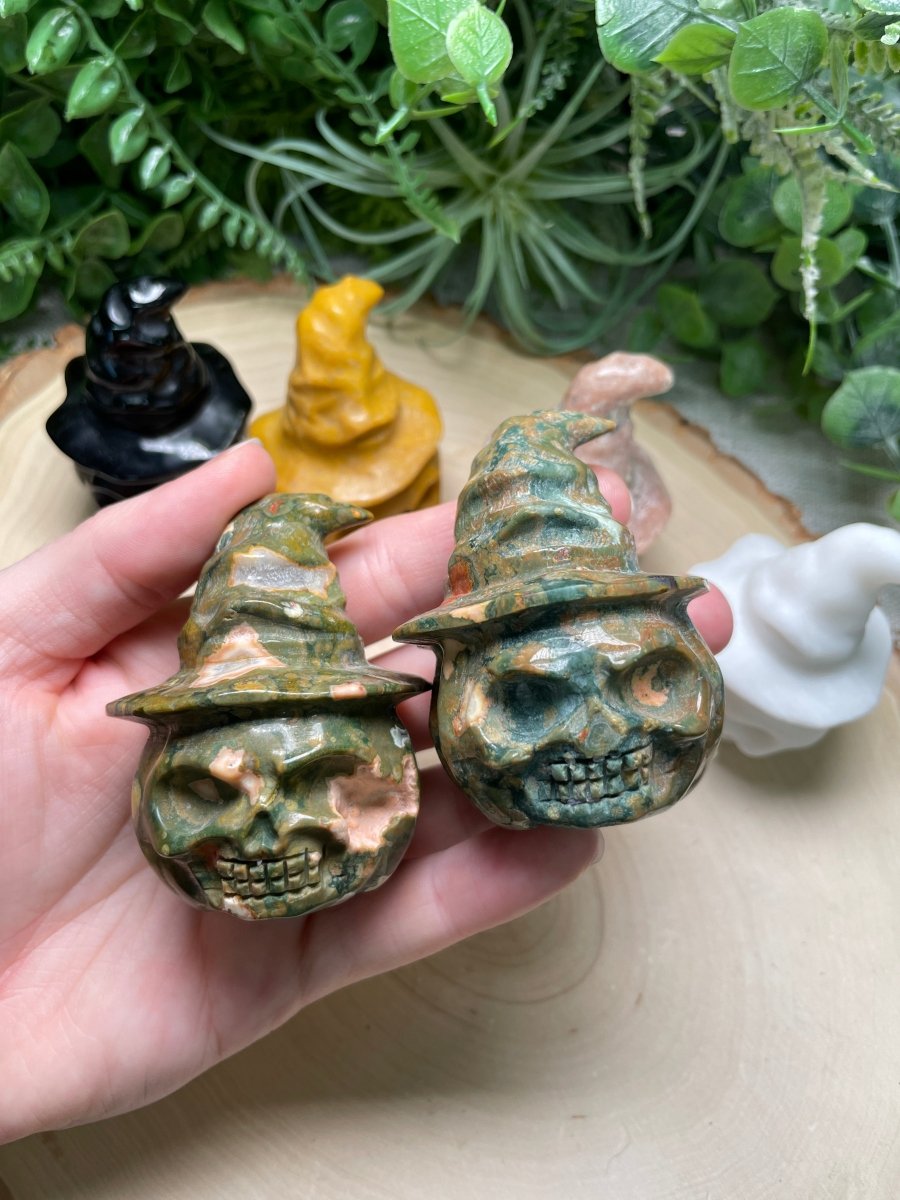 Witchy Skull Jack - O - Lantern (some have minor chips) | Copper Ashes