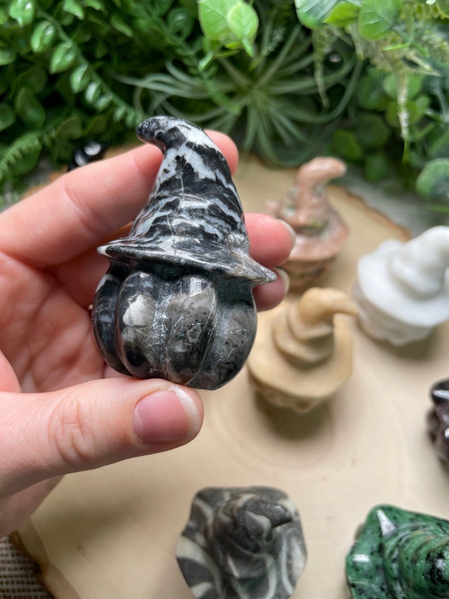 Witchy Skull Jack - O - Lantern (some have minor chips) | Copper Ashes