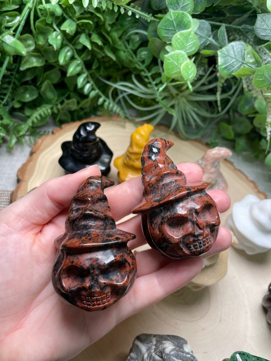 Witchy Skull Jack - O - Lantern (some have minor chips) | Copper Ashes