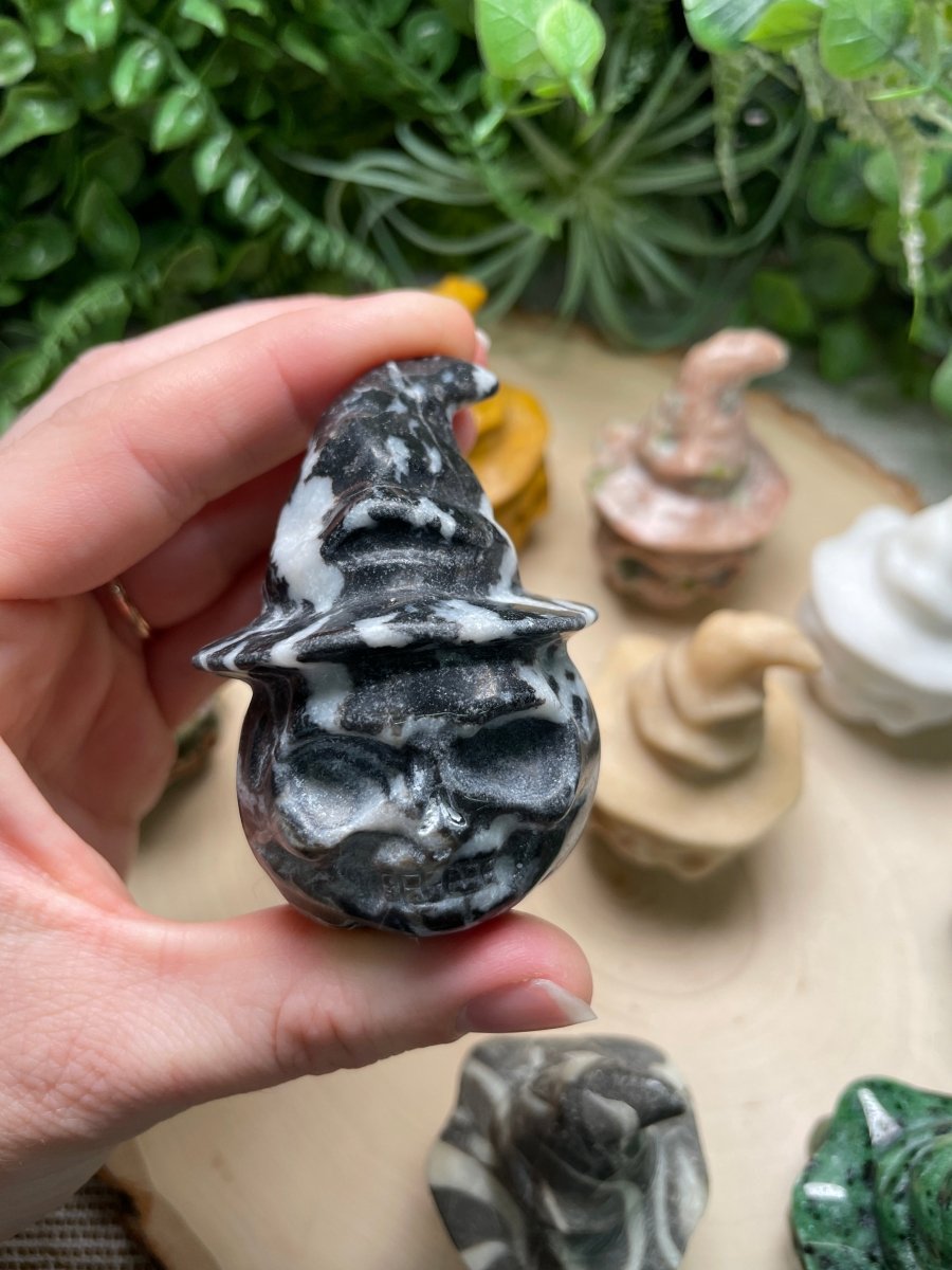 Witchy Skull Jack - O - Lantern (some have minor chips) | Copper Ashes