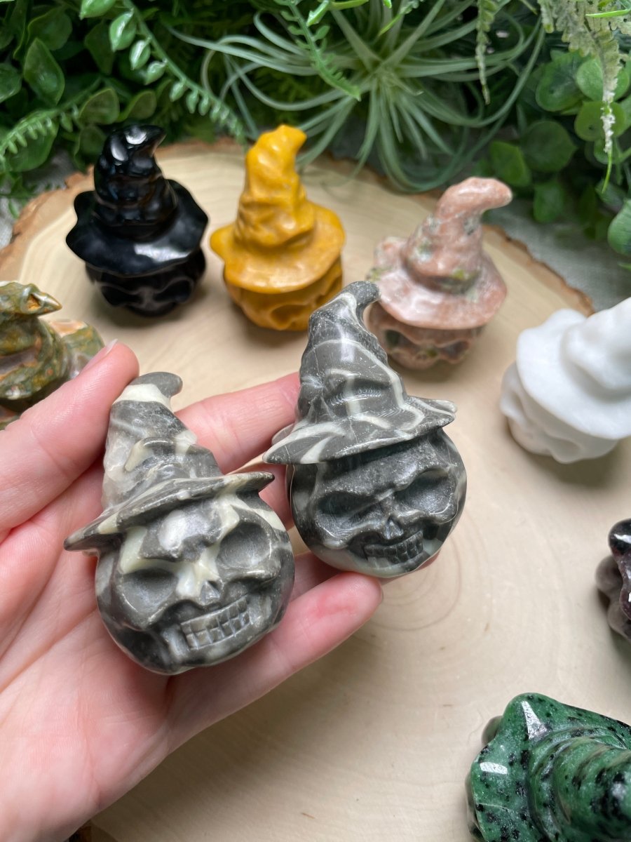 Witchy Skull Jack - O - Lantern (some have minor chips) | Copper Ashes