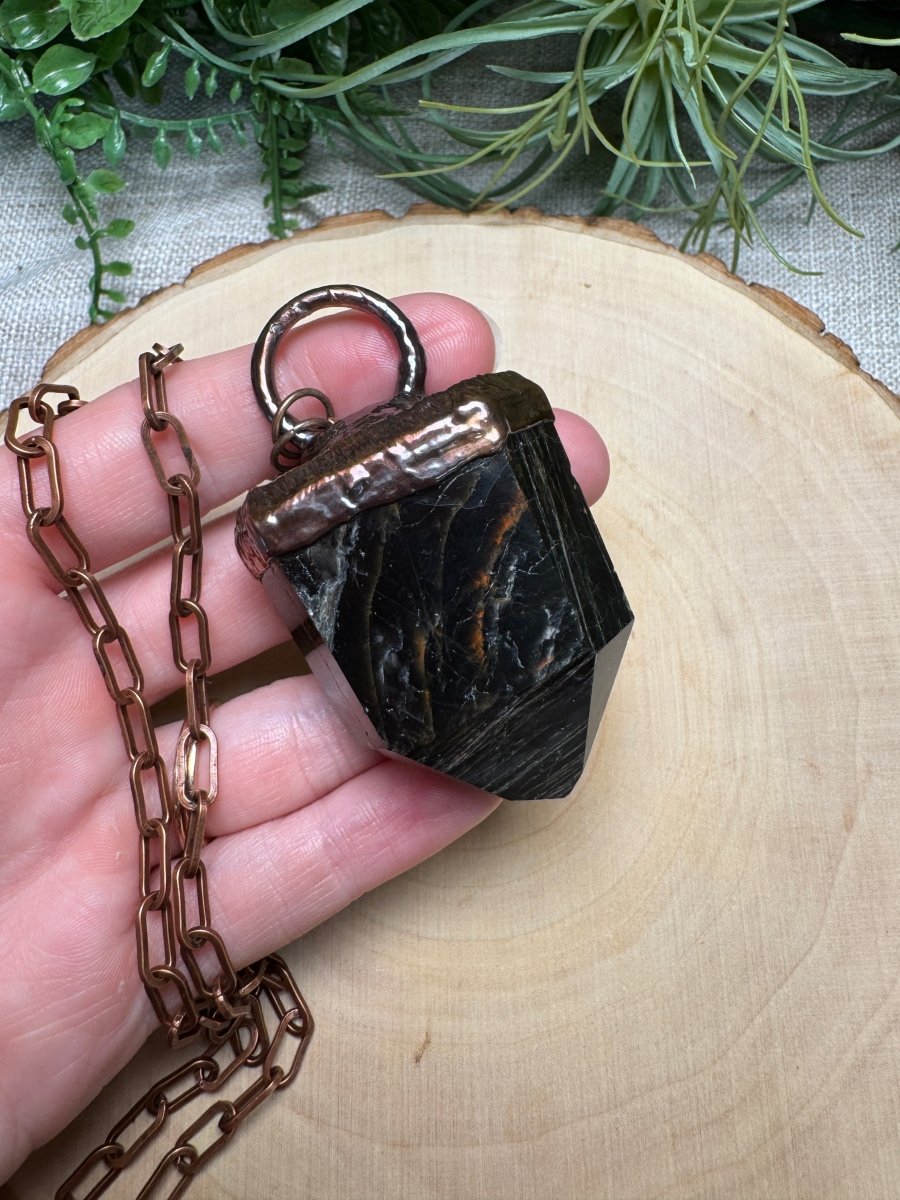 XL Black Tourmaline Necklace | Copper Ashes