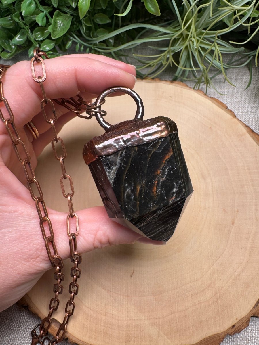 XL Black Tourmaline Necklace | Copper Ashes