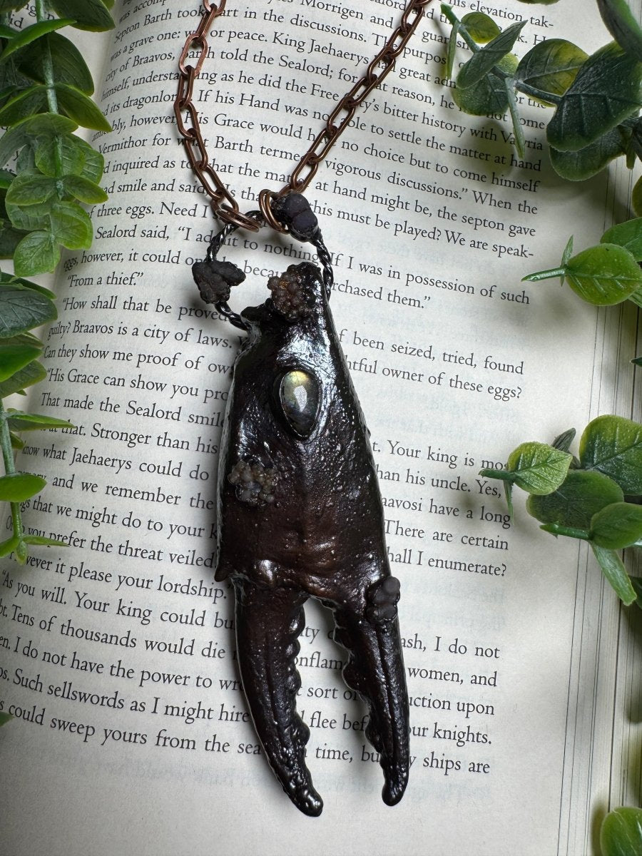 XL Crab Claw, Labradorite, and Grape Agate Necklace | Copper Ashes