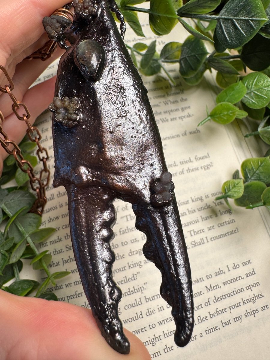 XL Crab Claw, Labradorite, and Grape Agate Necklace | Copper Ashes