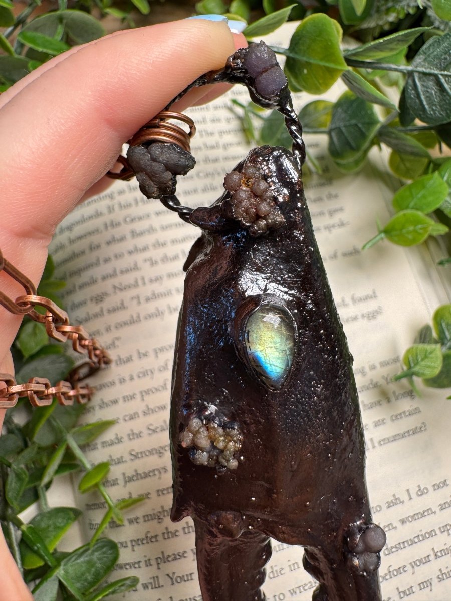 XL Crab Claw, Labradorite, and Grape Agate Necklace | Copper Ashes
