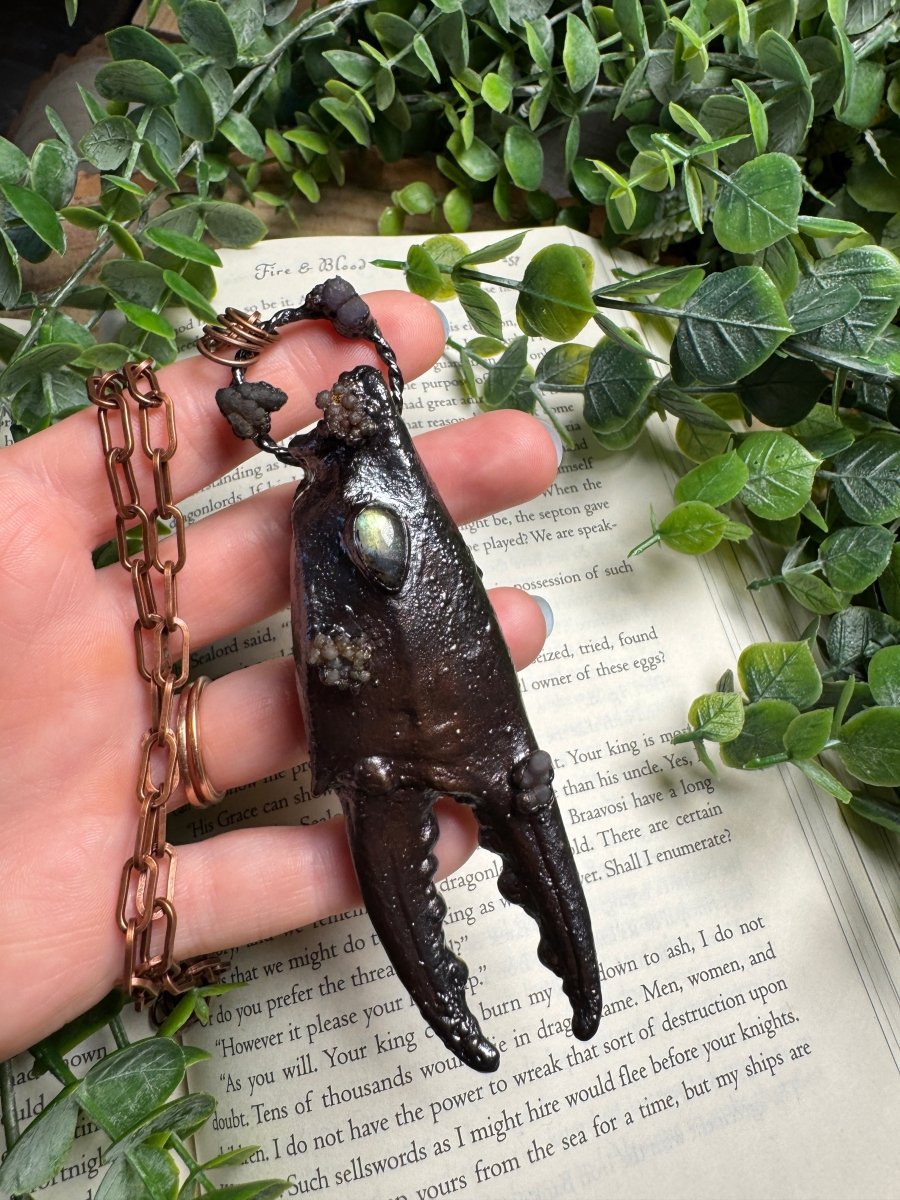 XL Crab Claw, Labradorite, and Grape Agate Necklace | Copper Ashes