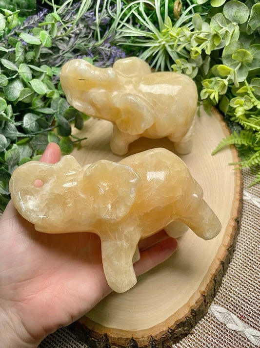 XL Yellow Calcite Elephant | Copper Ashes