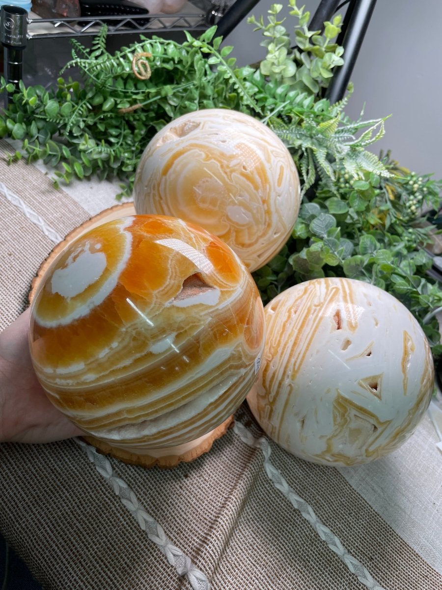 XXL Orange Calcite Sphere | Copper Ashes