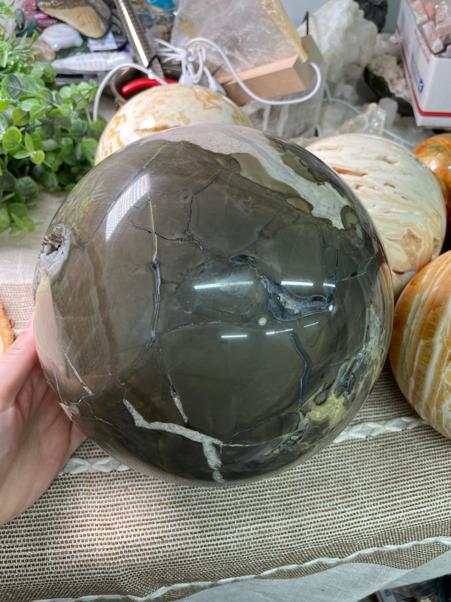 XXXL Volcano Agate Sphere | Copper Ashes