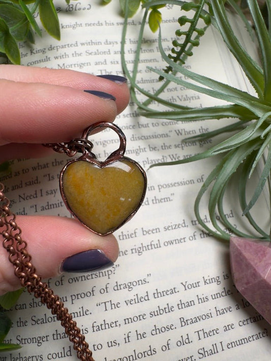 Yellow Aventurine Heart Necklace | Copper Ashes