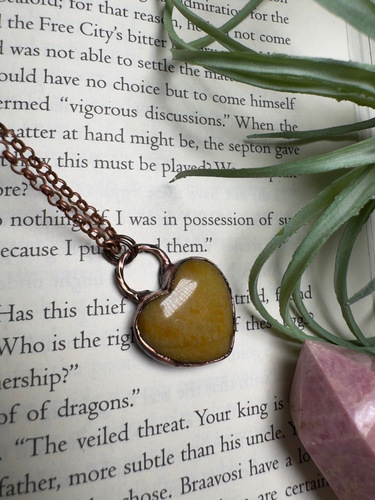 Yellow Aventurine Heart Necklace | Copper Ashes