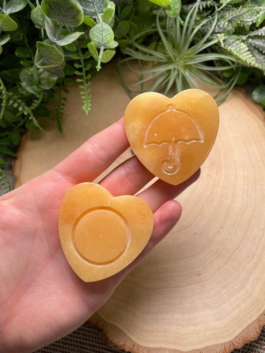 Yellow Calcite Dalgona Cookie Heart | Copper Ashes