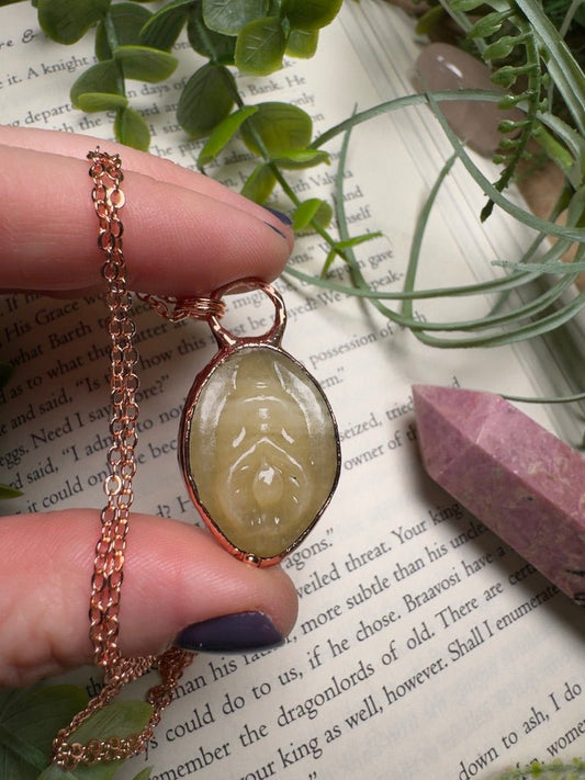 Yellow Calcite Yoni Necklace | Copper Ashes