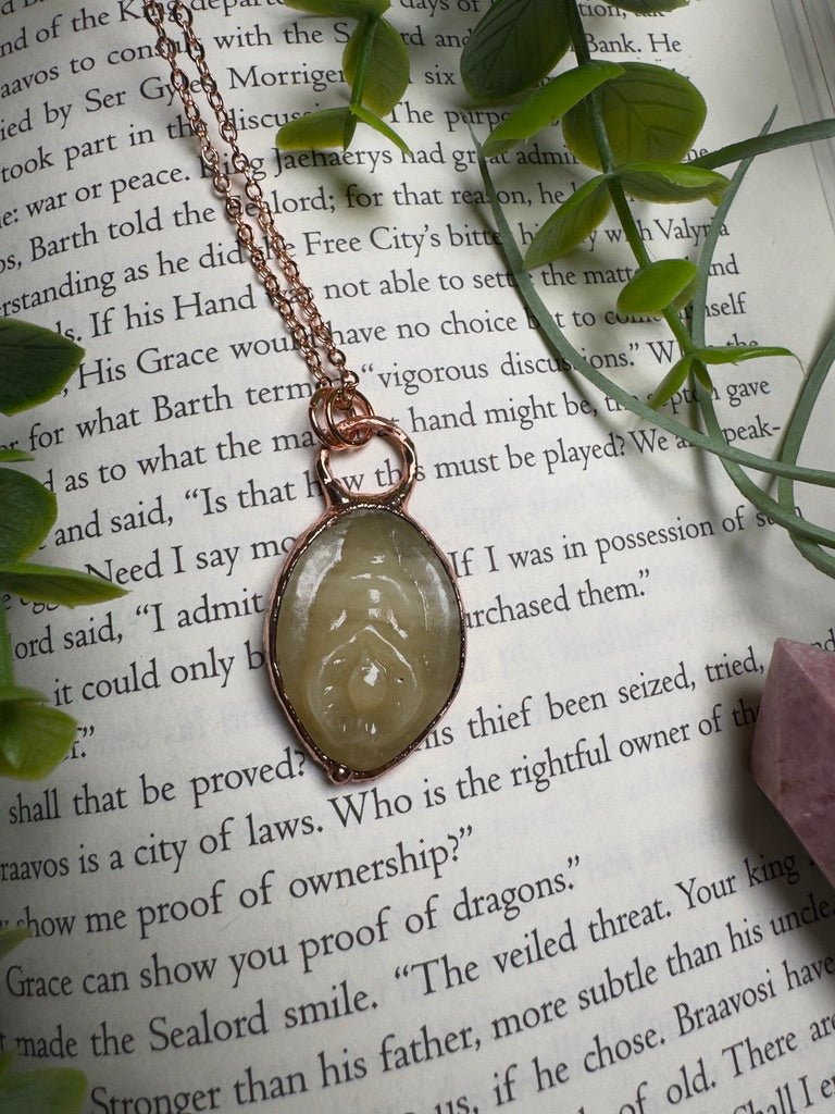 Yellow Calcite Yoni Necklace | Copper Ashes