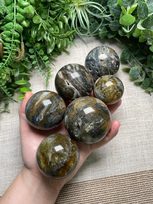 Yellow Fluorite and Sphalerite Sphere | Copper Ashes